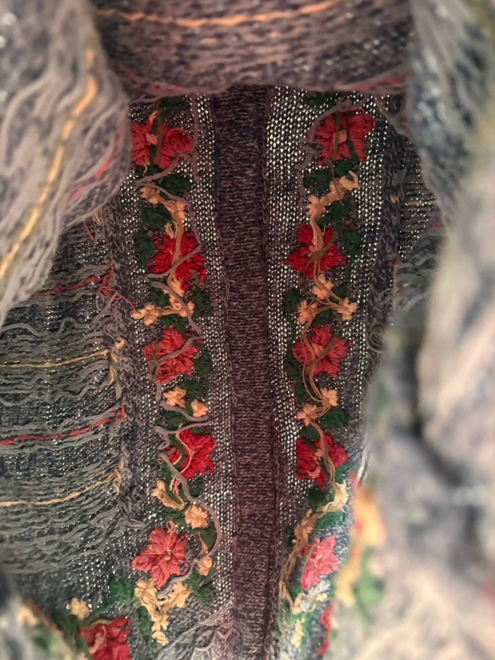 Vintage 90s Appleseed’s Hand Knit Embroidered Cotton Ramie Cardigan Size Small - Picture 10 of 10